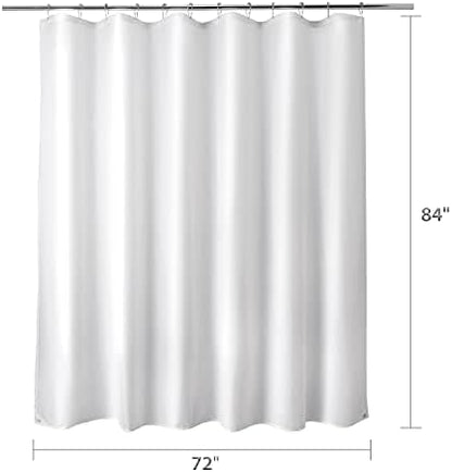 Titanker Extra Long Shower Curtain Liner Washable, 72 x 84 Inches, White Shower Liner Fabric with 2 Magnets, Waterproof Bathroom Long Shower Liner Polyester Soft Lightweight, White