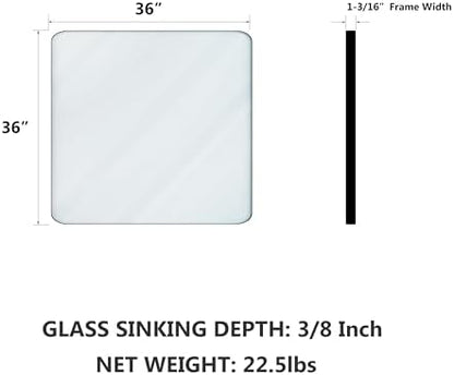 VocalStar Black Bathroom Mirror for Wall, 36 x 36 Inch Rounded Rectangle Metal Framed Bathroom Wall Vanity Mirror Farmhouse, 1/4-inch Shatterproof Glass | Ultra-Flush Hanging