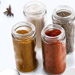 Tebery 30 Pack Round Spice Bottles Jars with Silver Lids, 3oz Empty Glass Spice Containers Shakers Complete Organizer Set Includes Shaker Lids, Wide Funnel, Labels and Cleaning Brush