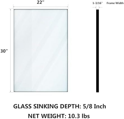 VocalStar Black Metal Framed Bathroom Mirror for Wall, 22 x 30 Inch Square Corner Rectangle Black Bathroom Vanity Mirror Modern Farmhouse, 1/4-inch Shatterproof Glass | Ultra-Flush Hanging
