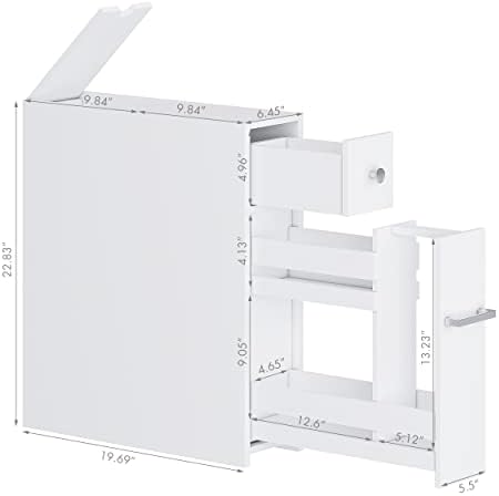 Spirich Slim Bathroom Storage Cabinet with Toilet Paper Holder, White