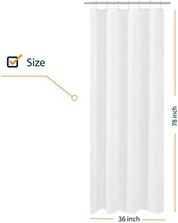 N&Y HOME Small Fabric Shower Curtain Liner 36x78 for Long Stall, White