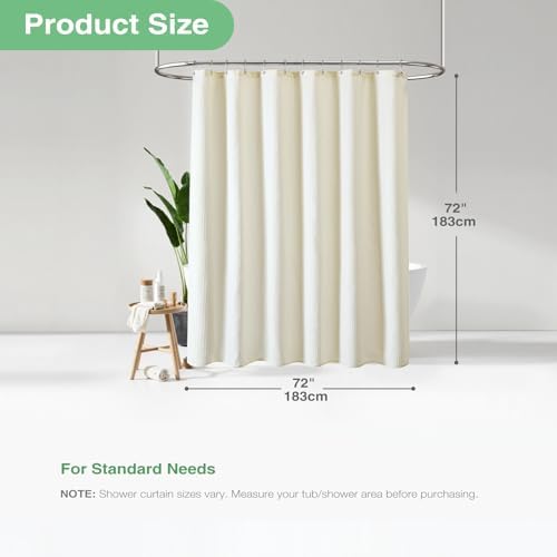 Dynamene Waffle Shower Curtain 256 GSM Heavy Duty Fabric 72x72 Cream/Ivory