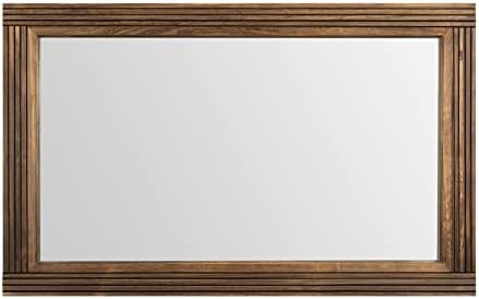 YOSHOOT Hand-Made Wooden Spliced Wall Mirror for Bathroom, Rustic Farmhouse Vanity Mirror, Décor Wall Art, Solid Wood Frame, Vertical or Horizontal Hanging, 53" x 28", Brown