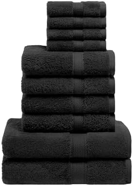Superior Egyptian Cotton Ultra Plush & Absorbent, 10 Piece Set, Black