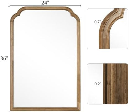 WallBeyond Wood Bathroom Mirrors for Wall Mounted, 24" x 36" Rustic Wood Frame Wall Mirrors Decorative for Living Room or Bedroom Vanity Mirror, Honey-Colored