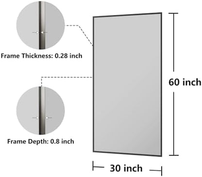 Koonmi 30"x60" Bathroom Mirror for Over Sink, Black Rectangle Bathroom Wall Mirror, Modern Large Vanity Mirror, HD Tempered Glass, Anti-Rust Aluminum Alloy Frame, for Living Room, Bedroom, Entryway