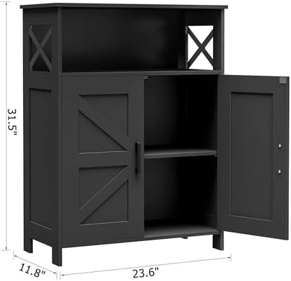 Homhedy Farmhouse Bathroom Storage Cabinet with Doors, Small Floor Cabinet