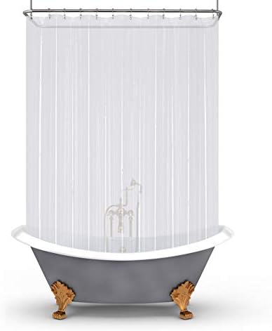 Mrs Awesome Clawfoot Tub Shower Curtain Liner with 12 Magnets 180x70, Clear