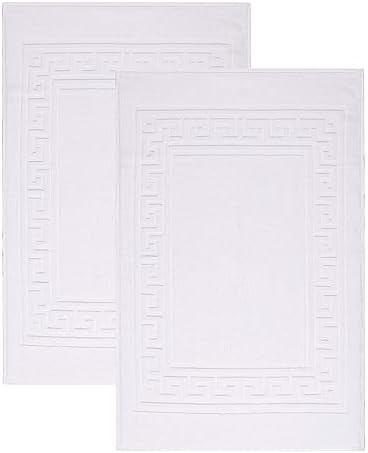 Superior Heavyweight Cotton Bath Mats, Bath Rugs For Bathroom Accessories, Washable Rug For Shower, Bath, Toilet, Modern Decor, No Backing, Luxury Hotel And Spa Quality, Set of 2, 22" x 35", White