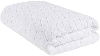 BAGNO MILANO Turkish Cotton Bath Towels, Hand Towels - Soft Plush Jacquard Collection - Highly Absorbent Towel Set (White, Bath Sheet 35x70)