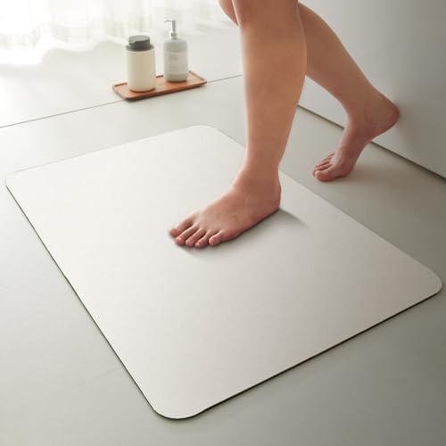 TYUU Thin Bath Mat, Bathroom Rugs Non Slip Washable, 24x48 White