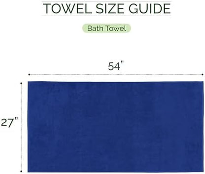 Elegant Comfort 100% Turkish Cotton Corduroy Ribbed Luxury Soft 2 Pack Bath Towels 27 x 54 Inch - Ultra Plush, Absorbent, Quick Dry, Hotel Spa Quality Towels for Bathroom Essentials, Royal Blue