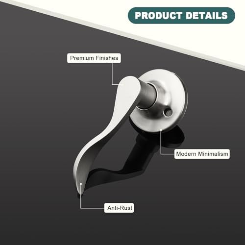 GOBEKOR 1 Pack Brushed Nickel Lever Door Handle Dummy Left-Handed Door Levers Closet Door Handles for Pantry Interior Non-Turning Door Lever