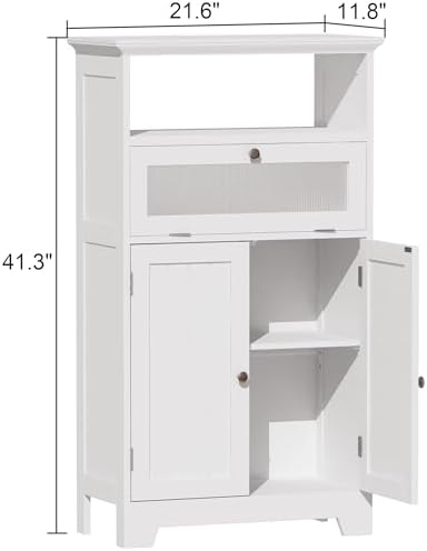 ChooChoo Bathroom Cabinet with Flip Glass Drawer,Freestanding