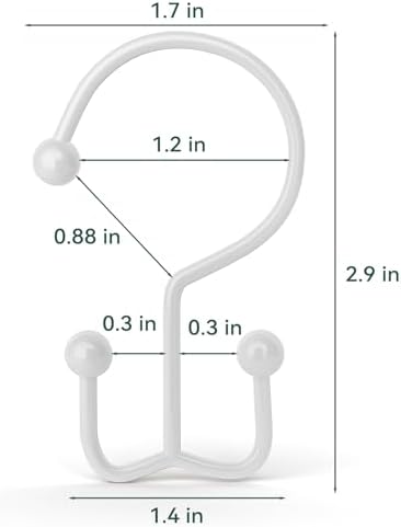 Goowin Shower Curtain Hooks, 12 Pcs Shower Curtain Rings, Durable Shower Curtain Rings Rust Proof, Double Glide Shower Rings for Curtain, Simple Shower Hooks for Shower Curtain & Liner, White