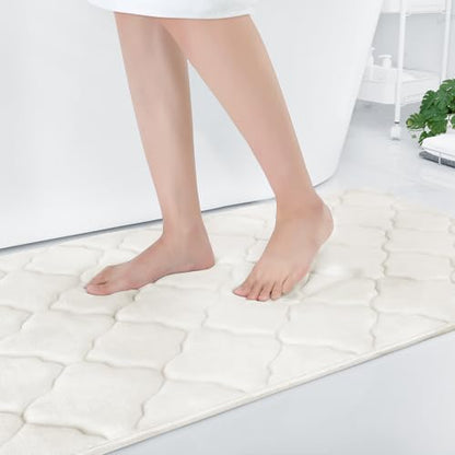 OLANLY Memory Foam Bath Mat Rug 70x24, Ultra Soft Bathroom Rugs, Ivory