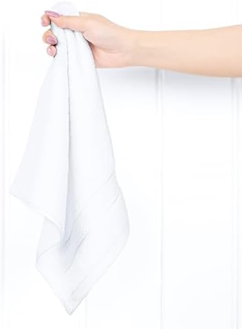American Soft Linen Salem Washcloth Sets, 4 Piece Luxury 600 GSM 100% Cotton Washcloths for Bathroom, 13x13 inches Washrags Premium Quality Hand Face Towels, White