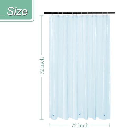 Mrs Awesome Clear Blue Shower Curtain Liner with 3 Magnets, 72x72