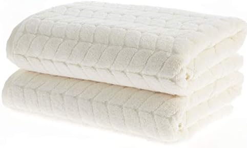 BAGNO MILANO Turkish Cotton Bath Towels, Hand Towels - Soft Plush Jacquard Collection Luxury Towels Set (Cream, Bath Towel Set of 2)