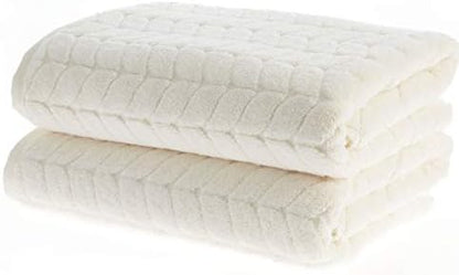 BAGNO MILANO Turkish Cotton Bath Towels, Hand Towels - Soft Plush Jacquard Collection Luxury Towels Set (Cream, Bath Sheet 35x70)