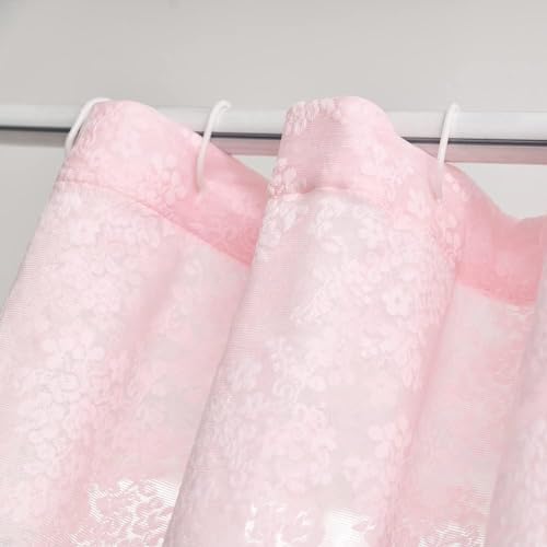 Pink Lace Shower Curtain 72x84, Cute Girly Extra Long with Attached Valance