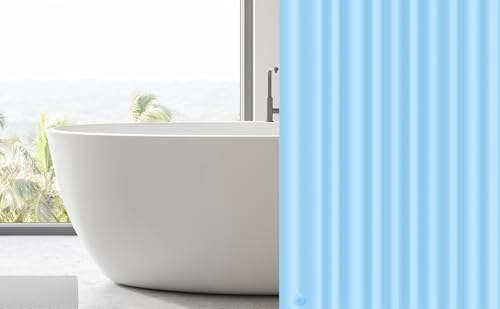 EHZNZIE Light Blue Shower Curtain Liner 72x72, PEVA Waterproof Bath Curtain, No Chemical Smell, 3 Weighted Magnets, Durable with Rustproof Metal Grommets