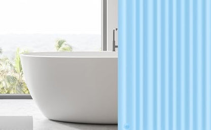 EHZNZIE Light Blue Shower Curtain Liner 72x72, PEVA Waterproof Bath Curtain, No Chemical Smell, 3 Weighted Magnets, Durable with Rustproof Metal Grommets