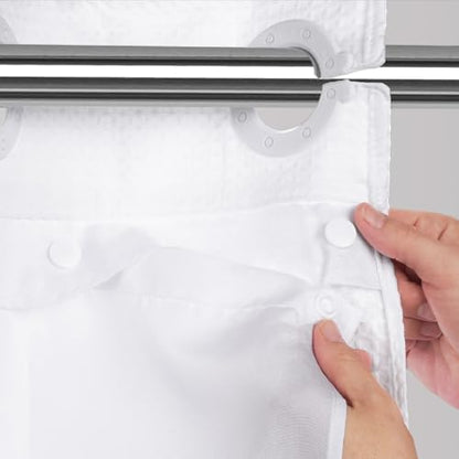 Hookless It's A Snap! Polyester Fabric Snap-In Replacement Shower Curtain Liner for Hookless Curtain with Sheer Window, 70" x 54", Water-Repellent, Easy Install, White
