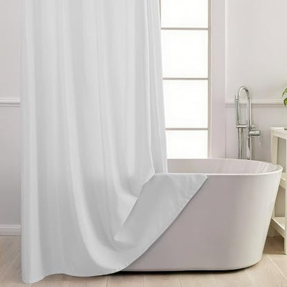 No Hook Shower Curtain and Liner Set for Bathroom, White, 71" x 84"