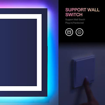LOAAO 55"X30" RGB LED Bathroom Mirror with Lights, UL Listed