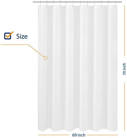 N&Y HOME Fabric Shower Curtain Liner 69 x 70 inches, White