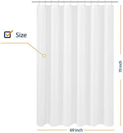 N&Y HOME Fabric Shower Curtain Liner 69 x 70 inches, White