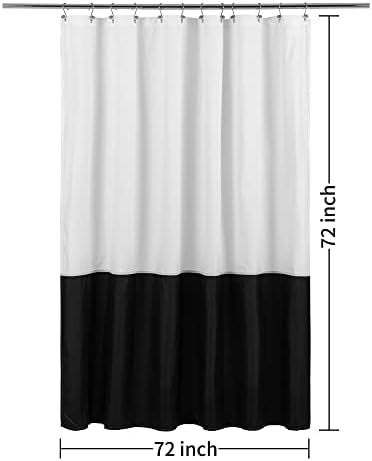 ALYVIA SPRING Waterproof Fabric Shower Curtain or Liner Black/White, 72x72