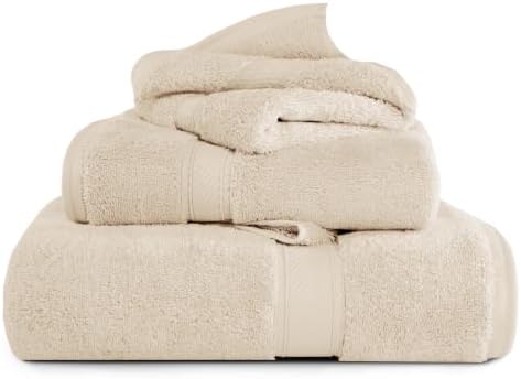 SUPERIOR Egyptian Cotton Ultra Plush & Absorbent, 3 Piece Set, Cream