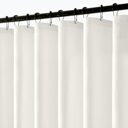 ANRODUO White Linen Textured Fabric Shower Curtain Set - W72xL74
