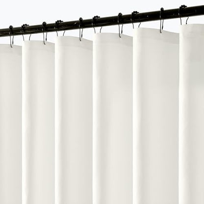 ANRODUO White Linen Textured Fabric Shower Curtain Set - W72xL74