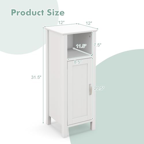 Giantex Narrow Bathroom Storage Cabinet with Adjustable Shelf (White)