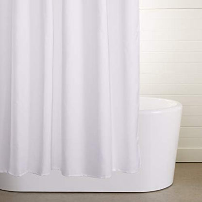 Amazon Basics Linen Style Bathroom Shower Curtain, 100% Polyester, 72" x 72", Bright White (Pack of 8)