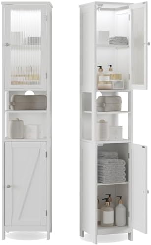 ChooChoo Narrow Bathroom Storage Cabinet with Light, Space Saving