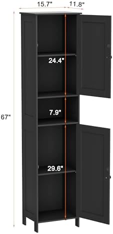 Homleke Tall Bathroom Storage Cabinet with 2 Doors, Slim Bathroom Cabinet