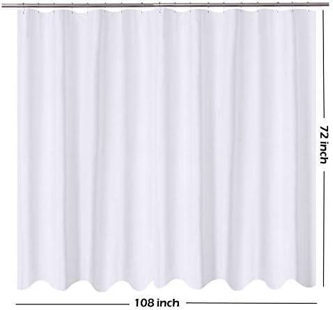 N&Y HOME Extra Wide Shower Curtain Liner Fabric 108 x 72 inches, White