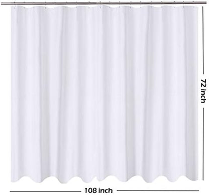 N&Y HOME Extra Wide Shower Curtain Liner Fabric 108 x 72 inches, White