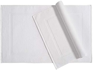 Amazon Basics Premium 100% Cotton Absorbent Soft Bath Mat, Machine Washable, 684 GSM, 20" x 30", White, Hotel Spa Bathmats, 6-Pack (Previously AmazonCommercial)