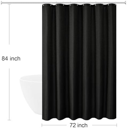 Gibelle Extra Long 230GSM Heavy Duty Black Shower Curtain, 72 x 84