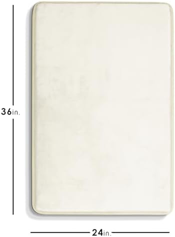 Clara Clark Bathroom Rugs, Velvet Memory Foam Bath Mat, Non-Slip Bath Rugs, Machine Wash, Dries Quickly, Ultra Soft Plush Bath Mats for Bathroom, 24 x 36, Off White