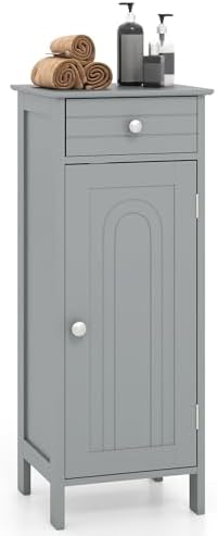 GIANTEX 34.5" Bathroom Cabinet with Drawer & Single Door (Grey)