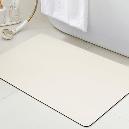 ACCUMTEK Non Slip Bath Mat, Thin Bathroom Rugs Fit Under Door, Quick Dry Bath Mats, Machine Washable Bath Rugs for Bathroom, Bathtub & Kitchen, Bathtub, Light Beige/Solid/32 x20