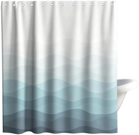 Modern Rustic Shower Curtain, Stripes Ocean Luxury Abstract Nautical Aesthetic Shower Curtains for Bathroom, Waterproof Bath Curtain with Hooks Machine Washable Bathtub Curtains 72x72 Inch Blue