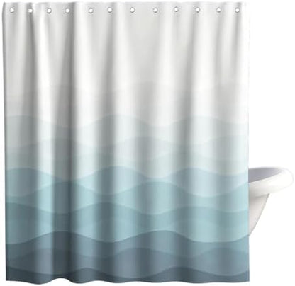 Modern Rustic Shower Curtain, Stripes Ocean Luxury Abstract Nautical Aesthetic Shower Curtains for Bathroom, Waterproof Bath Curtain with Hooks Machine Washable Bathtub Curtains 72x72 Inch Blue